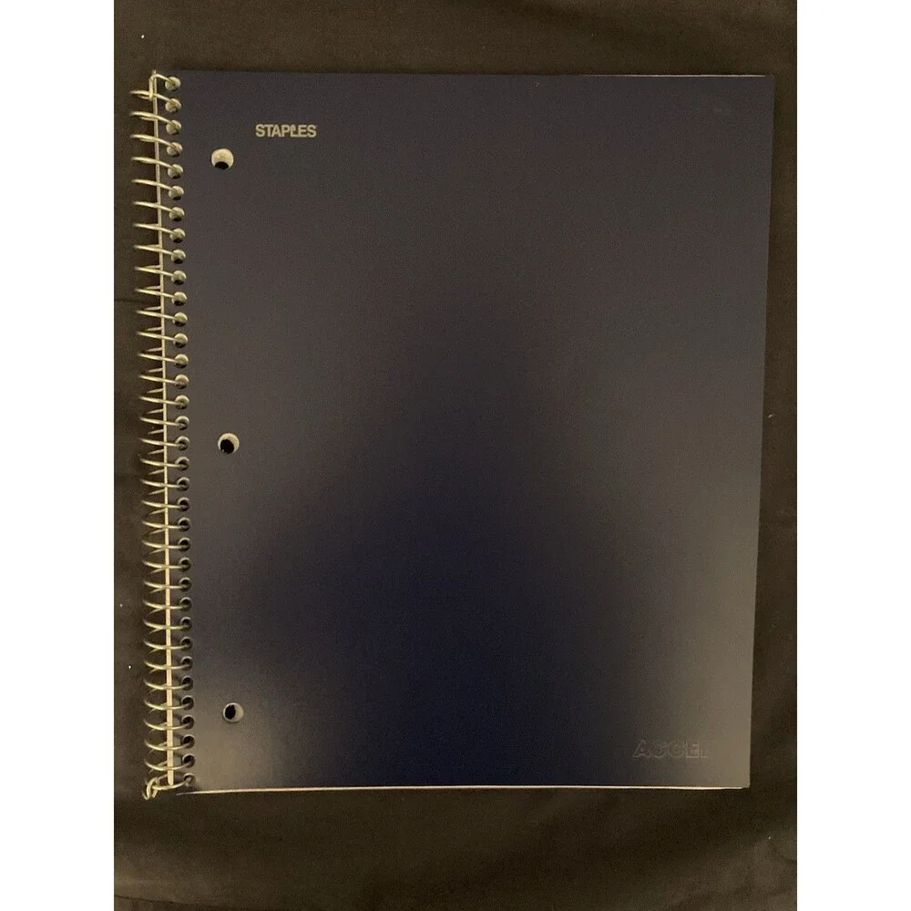 College Ruled Spiral Notebook With Pocket | Dark Blue Front Cover | 74 Sheets